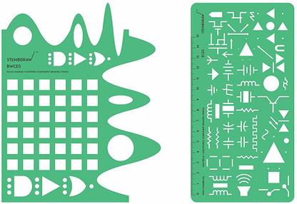 STENODRAW ECBW Combo Pack - Electrical/Electronic Component Drawing Stencil (ECDS) + Block Diagram Waveform Component Drawing Stencil (BWCDS) Stencil