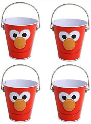 Sesame Street ELMO Face Tin Bucket with Handle (set of 4)