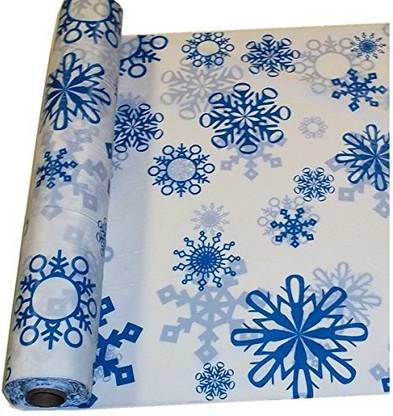 FUN EXPRESS Snowflake Print Tablecloth Roll (40" x 100 ft. ) Plastic. Christmas Party Supplies & Decorations