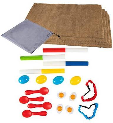 Blue Panda Burlap Potato Sack, 3-Legged Relay Race, Egg Spoon Race, Relay Race Batons � 23-Piece Birthday Party Outdoor Game Set for Field