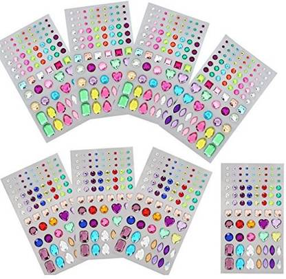 Amariver Self-Adhesive Rhinestone Sticker, Multi-Color Bling Craft Jewelrys Crystal Gems Stickers, Assorted Size and Multi-Shape