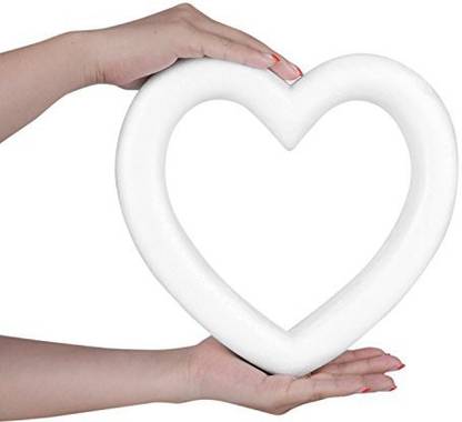 Sundarling Heart Shaped Foam Wreath, White Polystyrene Foam Heart Wreath for Craft Projects and Wedding Decorations,9.4 x 1.5 x