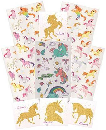 Unknown Unicorn Sticker Collection ~ Five Sheets Including Glitter Stickers Plus Large 3" X 3" Art Stickers ~ Magical Unicorns