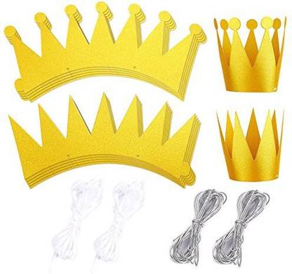 Blue Panda 12-Pack Gold Crown Party Hats - Princess Prince Theme Party Supplies, Kids Birthday Party Supplies, King and Queen Style