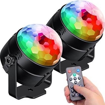Luditek [2-Pack] Sound Activated Party Lights with Remote Control Dj Lighting, RBG Disco Ball Light, Strobe Lamp 7 Modes Stage Par Light