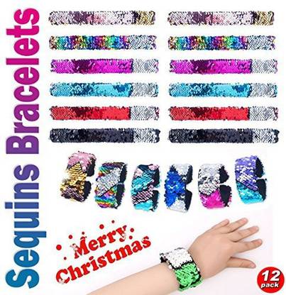 AxPower Kids Party Favors Bracelet Mermaid Sequins Slap Bracelets for Girls and Boys, Birthday Christmas Gifts, Reversible Charm