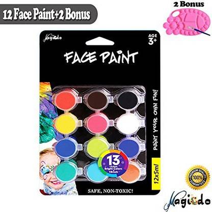 Magicdo Face Paint, 12 Colors x 5 ml Bottle, Water Based Face Painting Kit with Brush and Palette, Washable Non-toxic Moisturizi