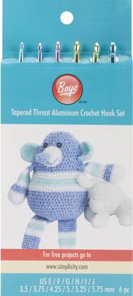 Boye Aluminum Crochet Hook Set- Sizes E4 To J10