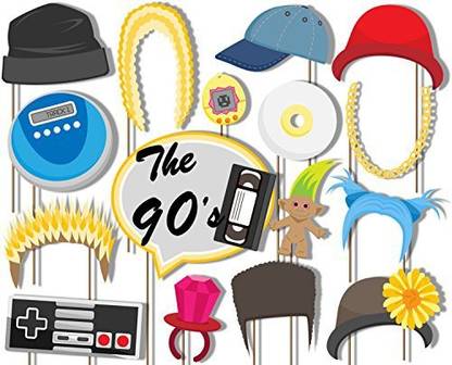 Birthday Galore 90's JAM! Photo Booth Props Kit - 20 Pack Party Camera Props Fully Assembled
