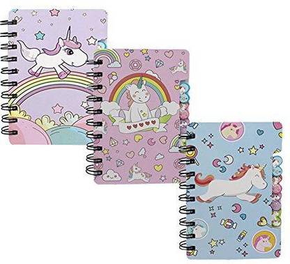leomoste Mini Spiral Notebook for Kids Girls Pocket Journal Memo Ruled Paper, 3 Cute Unicorn Designs, 5.5� x 3.5�
