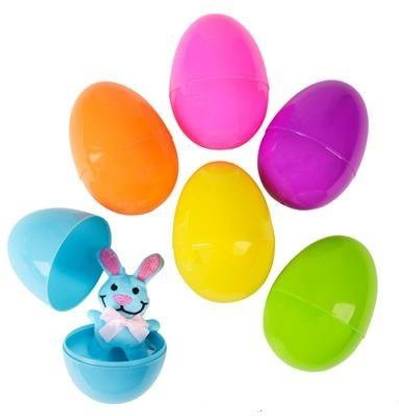 Neliblu Pre Filled Easter Eggs Bulk Pack of 12 Jumbo Plastic Easter Eggs Stuffed with Plush Easter Bunnies by
