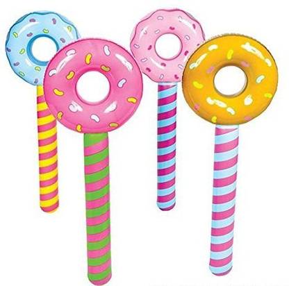Happy Deals Inflatable Donuts - 12 pack - Donut party and pool party decorations