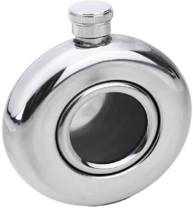 Protos India.Net Round Transparent 5 OZ Pocket 140 Ml Screw Cap Stainless Steel Hip Flask