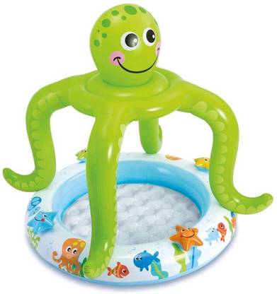 INTEX Inflatable 45 Litres Smiling Octopus Shade Baby Pool Inflatable Pool (Green, White) Inflatable Swimming Pool