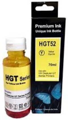PRINTWELL GT52 Yellow Refill Ink for HP Inkjet GT5820 / 5810 / GT5861 Printer 70 ML Each (Pack of 4) Yellow Ink