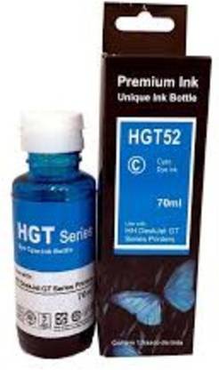 PRINTWELL GT52 Cyan Refill Ink for HP Inkjet GT5820 / 5810 / GT5861 Printer 70 ML Each (Pack of 4) Cyan Ink
