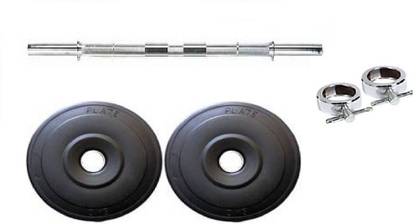 FACTO POWER 6 kg 5 Feet Straight Rod (21 mm), Rod Locks & 6 Kg. (3 Kg x 2) Weight Plates Home Gym Combo