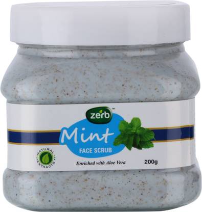 Zerb Mint Face Scrub Remove Dirt/Tan/Oil Suitable For All Skin Type - 200 Gm Scrub