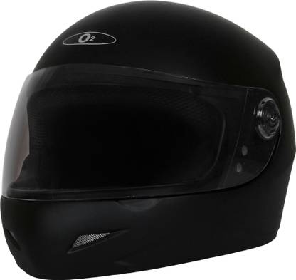 O2 Series Matte Black Plain With Tinted Poly Carbonate Visor Motorbike Helmet