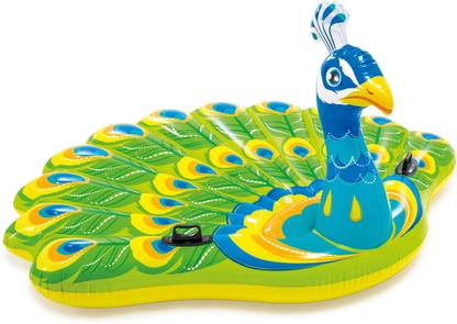 INTEX Inflatable Colorful Peacock Island Ride On Pool Float Raft (2 Pack) Inflatable Swimming Pool
