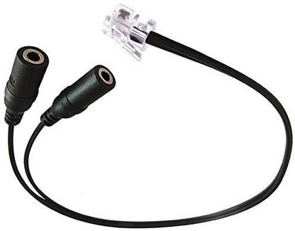 SQUAD Black Computer Stereo Headset Dual 3.5mm to Cisco Phone Rj9/Rj10 Phone Jack Adapter Phone Converter