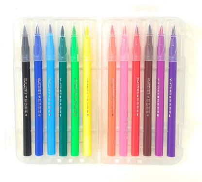 OYTRA Set of 12 Color Paint Brush Pens | 12 Colours | Fun of Painting without Mess | No Dripping & No Spilling | Washable & non toxic colour - Easily wash from skin | Unique Design & Smooth Paint Flow