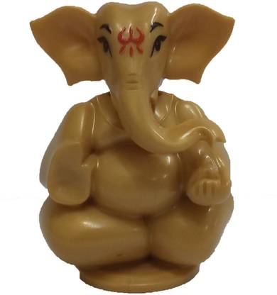 Mitrade Swinging Head Ashirwad Ganesha For Car Dashboard - Made In India -Lord Ganesha will sway gently with blessings every day- (Sandal Colour) - Decorative Showpiece  -  5 cm