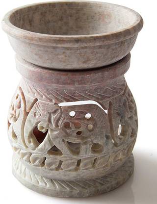 Stowoods Crafts Essential Oil Diffuser, Oil Burner, Oil Warmer with Tea Light Holder for Aromatherapy - Artisan Handcarved Soapstone 3.5" with Intricate Elegant Tendril Openwork Diffuser Essential Oil Diffuser, Oil Burner, Oil Warmer with Tea Light Holder for Aromatherapy - Artisan Handcarved Soapstone 3.5" with Intricate Elegant Elephant Design and Tendril Openwork