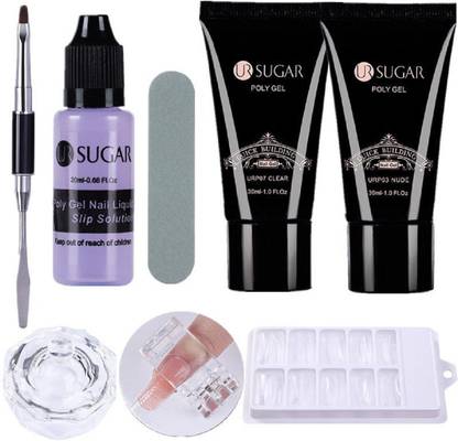 SUGAR 8 in 1 Quick Poly Gel Slip Solution False Mold Brush Tips Clip Nails Extension Kit