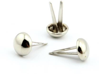 Nimida Metal Brad Pins / Split Pin / Rivet / Stud / Skull pins / Spikes / Paper Fastener for scrapbooking, DIY, leather goods, spikes | Shiny Steel / Silver Colour | 500 nos.