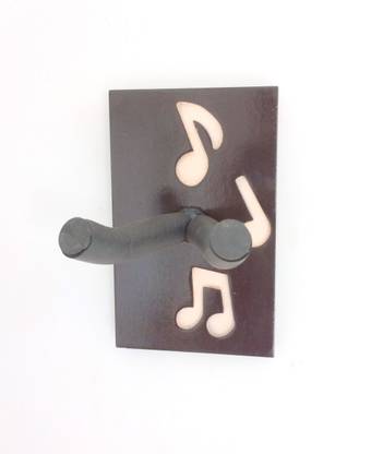 Hype String Guitar Wall Hanger - Staff Notaion Wooden Base Adjustable Hanger Grip For Guitars, Banjos Pack of  1