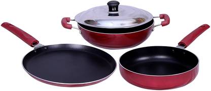 AMPG Kitchen zone Big size Non-Stick 3 PCS Cookware set 2.6 mm thickness Non-Stick Coated Cookware Set