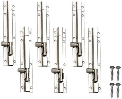 Homeplus Steel Tower Bolt 6 Pcs Door Mounted Door Stopper