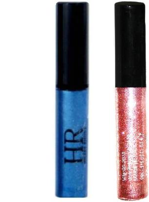 HR combo of 2 waterproof glitter shimmer eye liner blue rose gold 5 ml