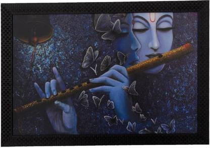 KRISHNA Eye Close Radha And Krishna Painting Watercolor 12 inch x 20 inch Painting