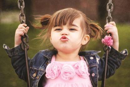 cute baby girls Play hd wallpaper Paper Print