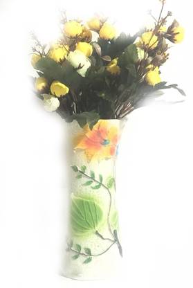 MURTI Yellow Rose Artificial Flower  with Pot