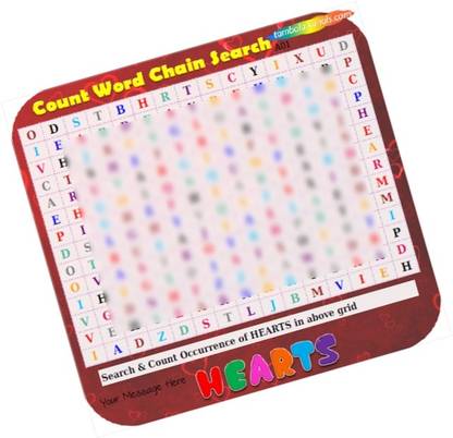 PartyStuff Hearts Count Word Chain Search - Count Word Chain Search in Paper Games (18 Cards) Word Games