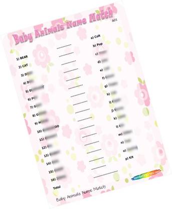 PartyStuff Animals Baby Name Match - Cross Jumble Match in Paper Games (12 Cards) Word Games