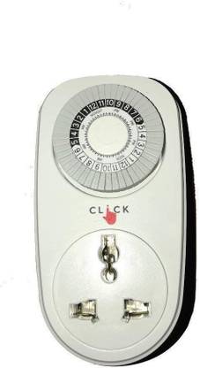Electrobot Click 24-Hour Mechanical Timer - Automatically Turns ON/Off Electrical Socket Switch for Energy Saving Indoor Plug-In Electronic Timer Switch