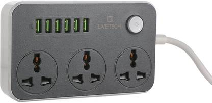 Live Tech 6USB 3 Sockets 2500W 3.4A Smart Spike Power Extension Cord 3  Socket Extension Boards