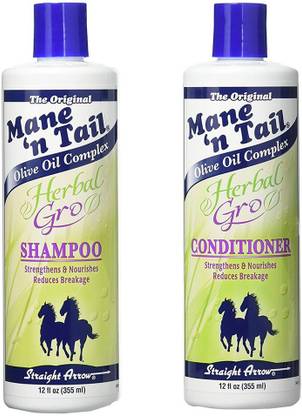 Mane 'n Tail The Original Olive Oil Complex - Herbal Gro Shampoo + Conditioner - Strengthens & Nourishes - Reduces Breakage - 12 Oz - 2-Pack