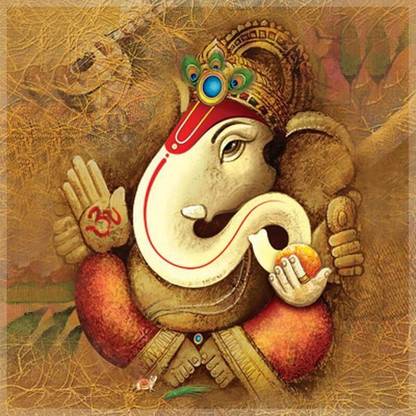 saf Ganesha Digital Reprint 20 cm x 20 cm Painting