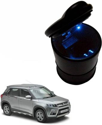 AdroitZ Mulitpurpose LED Light Cigarette Mini Dustbin/Cigarette Dustbin/Cigarette Car Dustbin For Vitara Brezza Black Plastic Ashtray