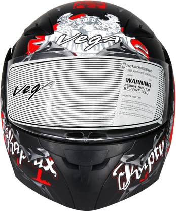 VEGA Boolean Escape Flip-up Graphic Helmet with Double Visor (Dull Black and Red, M) Motorbike Helmet
