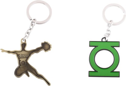 Green Lantern Symbol Color Pewter Keychain Silver 