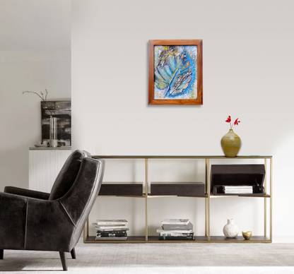 panash art Sand Art Painting With Teak Wood Frame Embossed 18 inch x 15 inch Painting