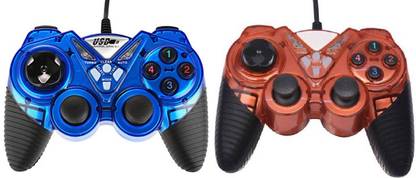 Techista Combo of Red & Blue Double Shock Controller Gaming Joystick USB Remote  Gamepad