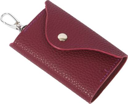 Instabuyz Key Wallet Card Slot 6 Key Chain Hooks Car Key Holder Key Pouch Leather Wallet Keychain Leather Key Holder
