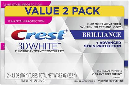 Crest 3D White Brilliance Vibrant Peppermint Toothpaste, 4.1 oz Twin Pack Toothpaste